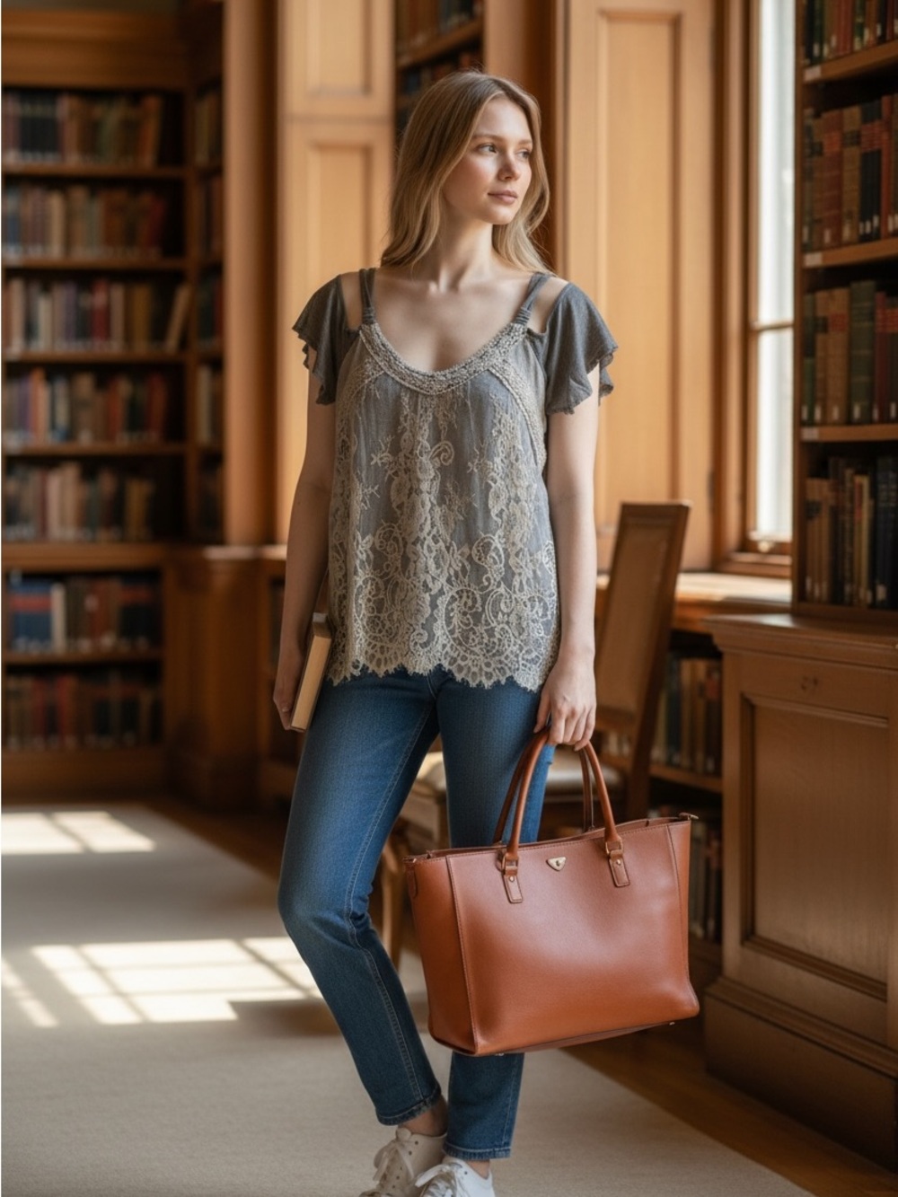 maurices Grey Floral Lace Overlay Tank Top - Boho Cold Shoulder Cami